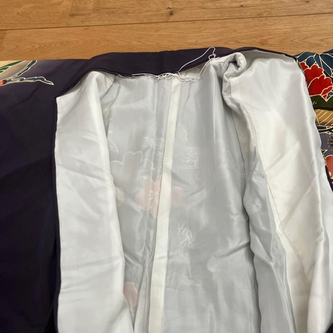 お値下げ　振袖 フルセット　京紅型　宮崎良次　落款あり紺色 正絹