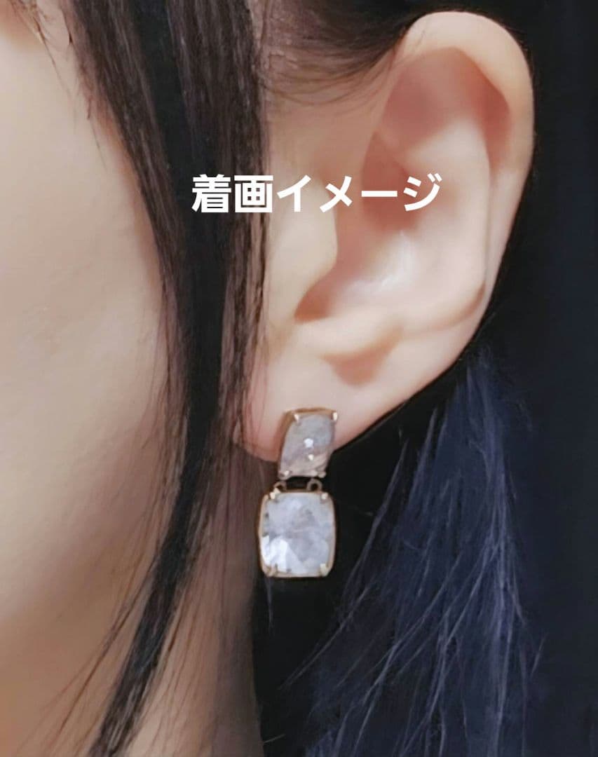 agete k10 ピンクゴールド クリアストーン ピアス