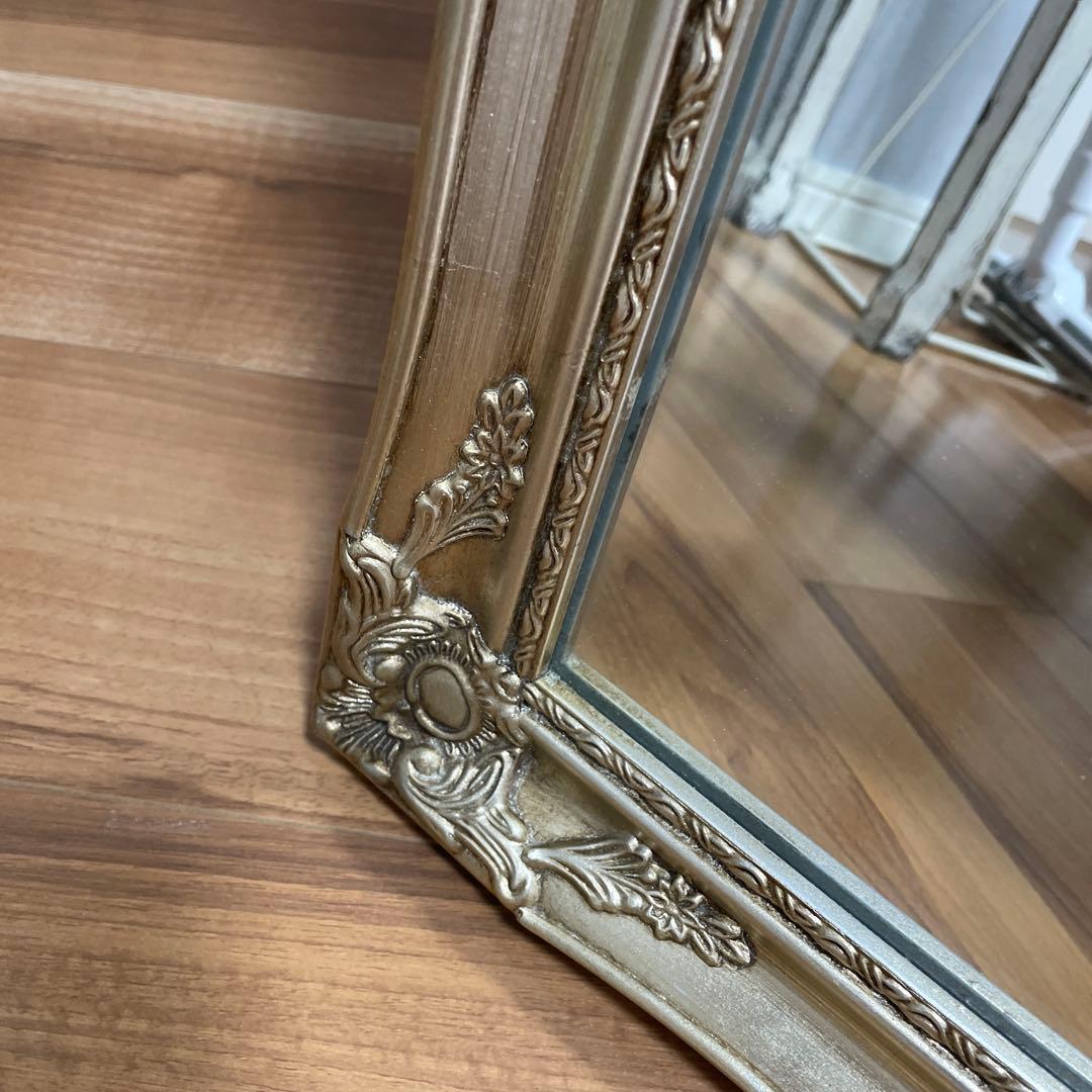 スタンドミラー　全身鏡　アンティーク調　ゴールド　たのメル便　送料込み