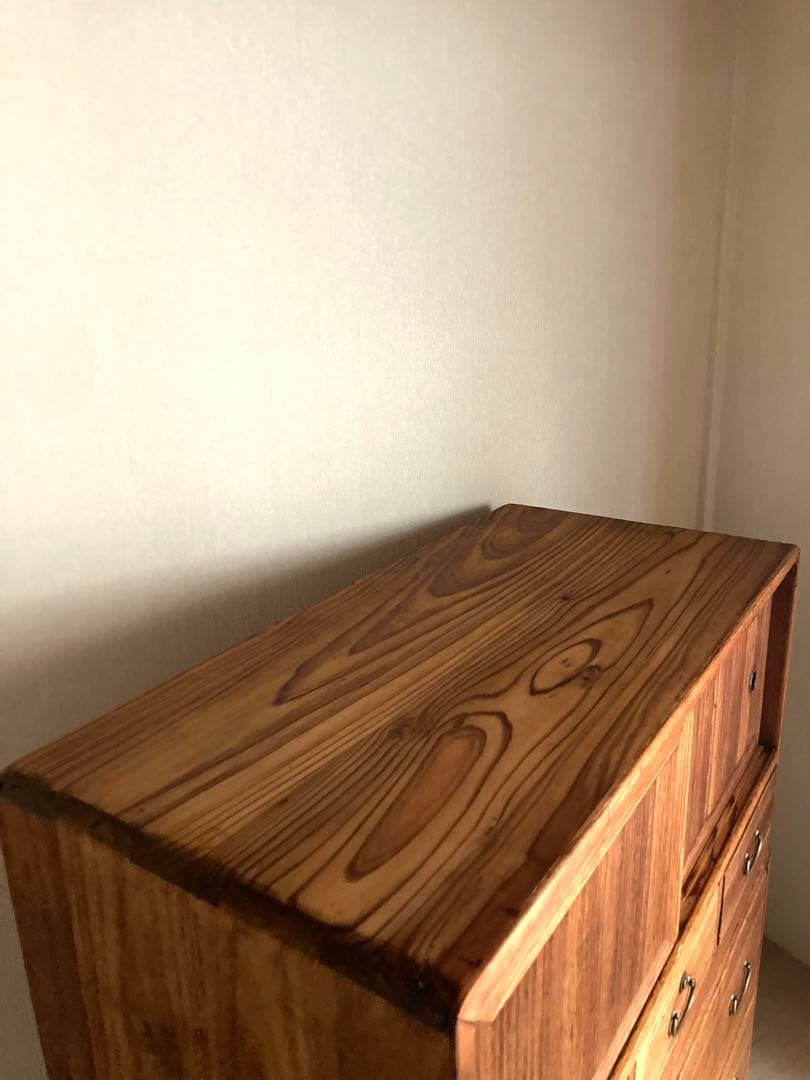 【送料込】アンティークの収納棚　無垢材　高さ93cm 上下分割可