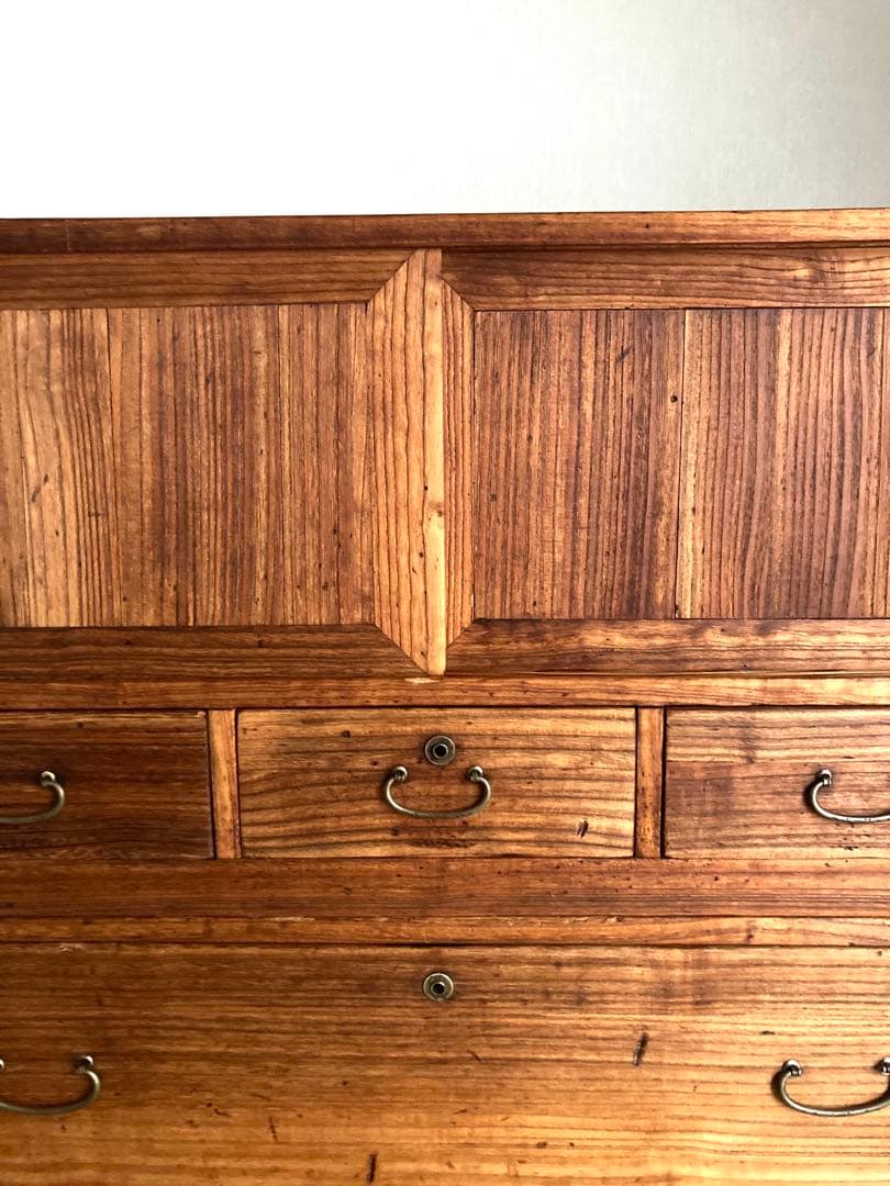 【送料込】アンティークの収納棚　無垢材　高さ93cm 上下分割可