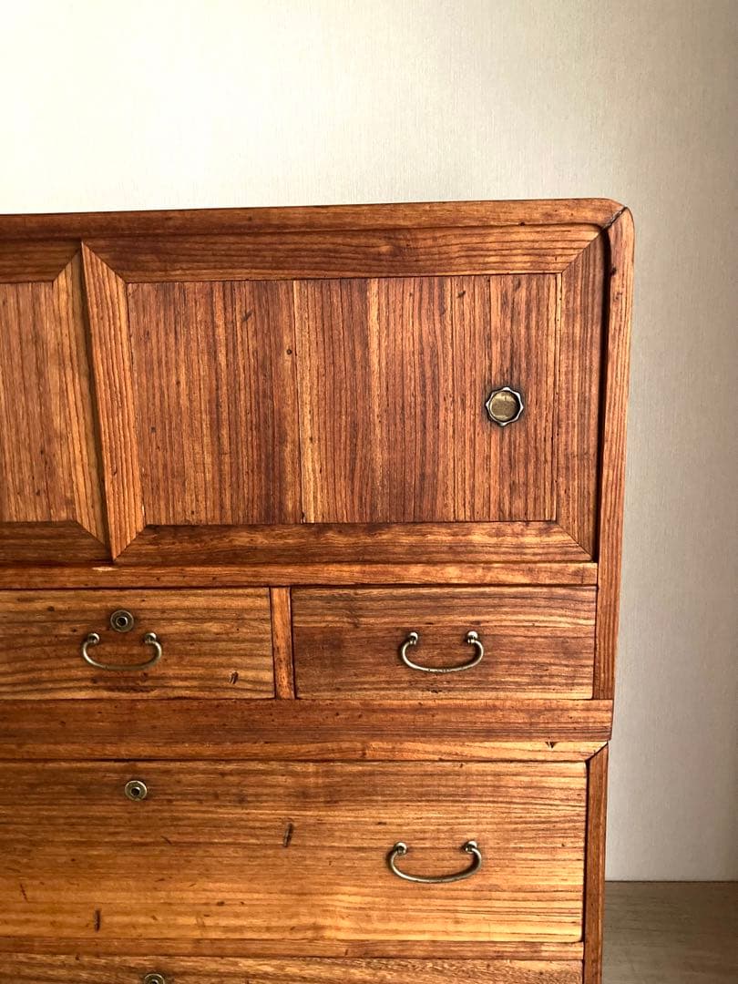 【送料込】アンティークの収納棚　無垢材　高さ93cm 上下分割可