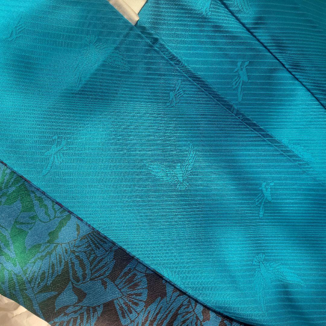 斉藤三才　着物　小紋　青　紫　鳥　鳩　作家　高級　しつけ付き