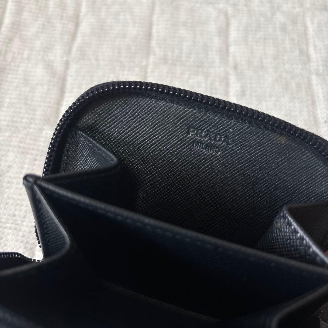 PRADA ケース　サフィアーノレザー　財布　コンパクトサイズ　ネイビー