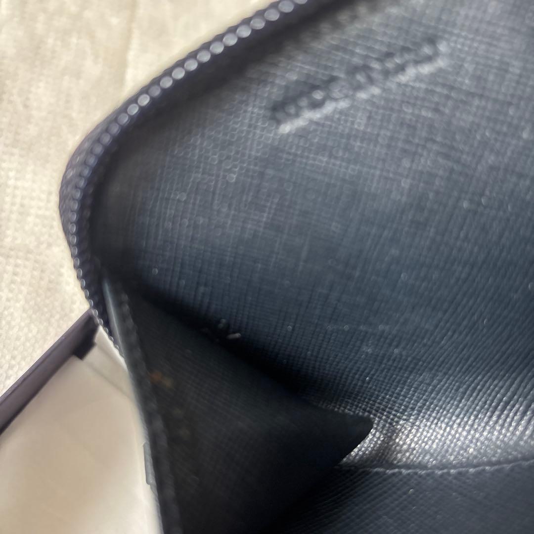 PRADA ケース　サフィアーノレザー　財布　コンパクトサイズ　ネイビー