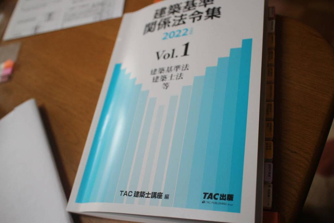 建築士（一級用）持込可法令集インデックス+マーカー線引完了（TAC2022年版）