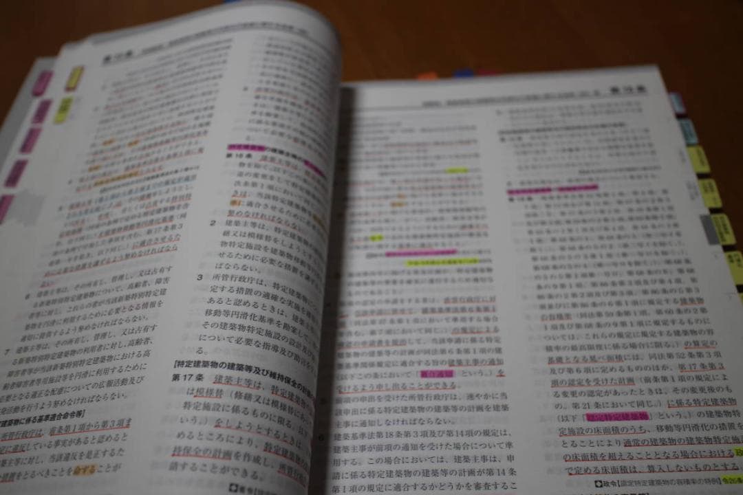 建築士（一級用）持込可法令集インデックス+マーカー線引完了（TAC2022年版）
