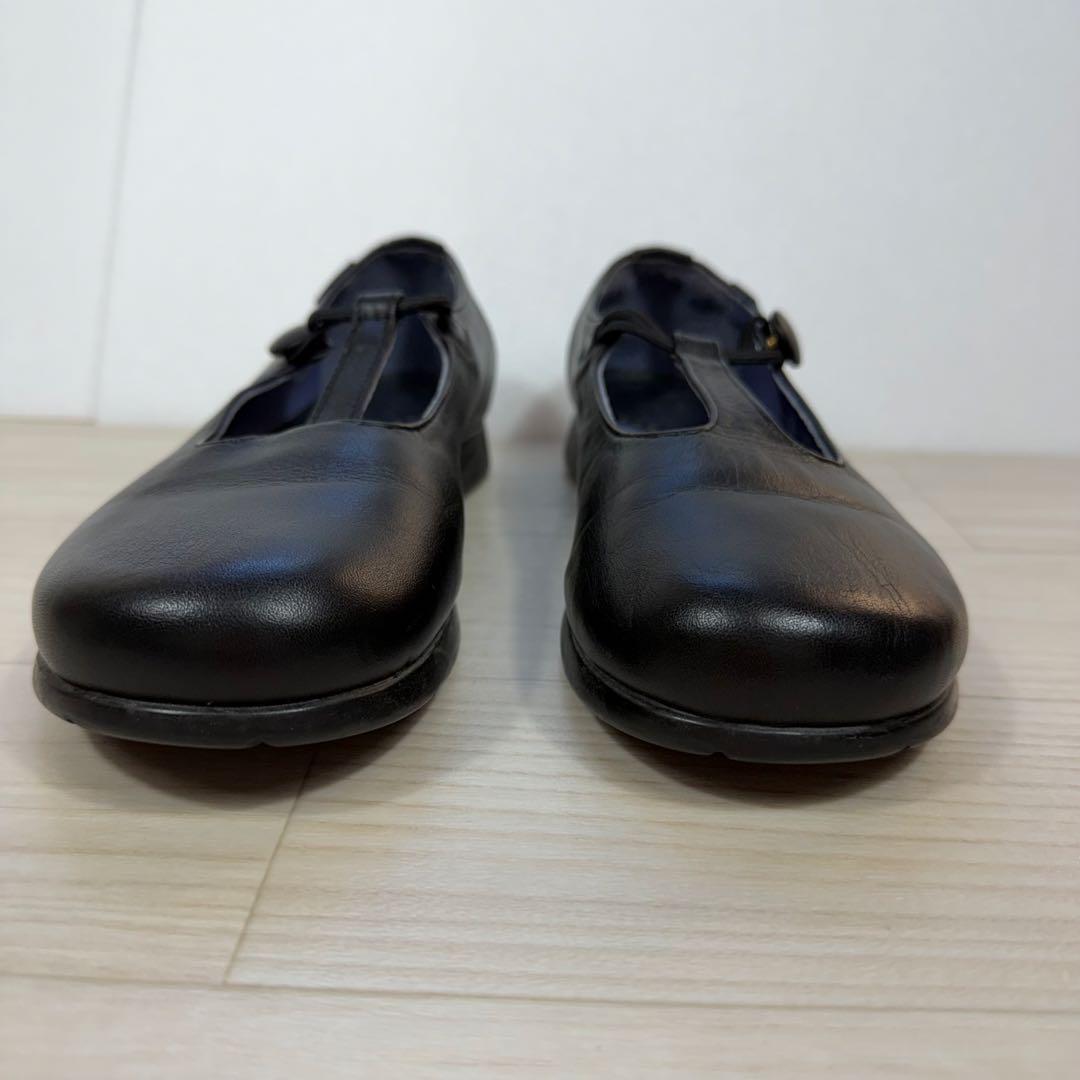 カンペール レザーフラットシューズ Tストラップ ブラック 36 23cm