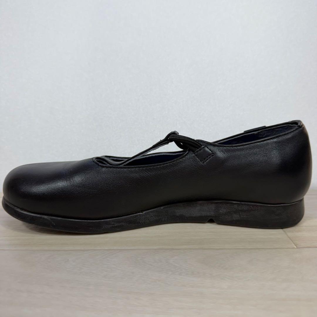 カンペール レザーフラットシューズ Tストラップ ブラック 36 23cm