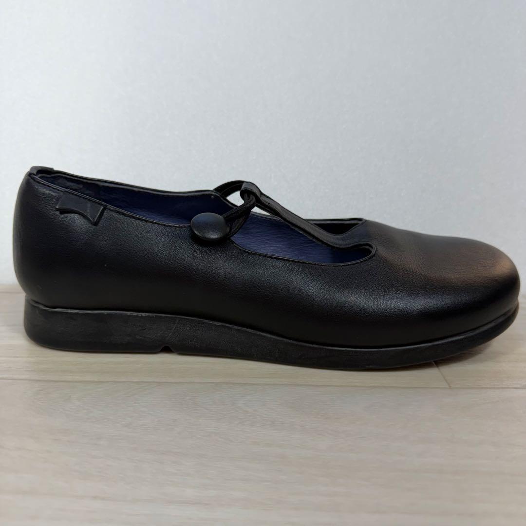 カンペール レザーフラットシューズ Tストラップ ブラック 36 23cm