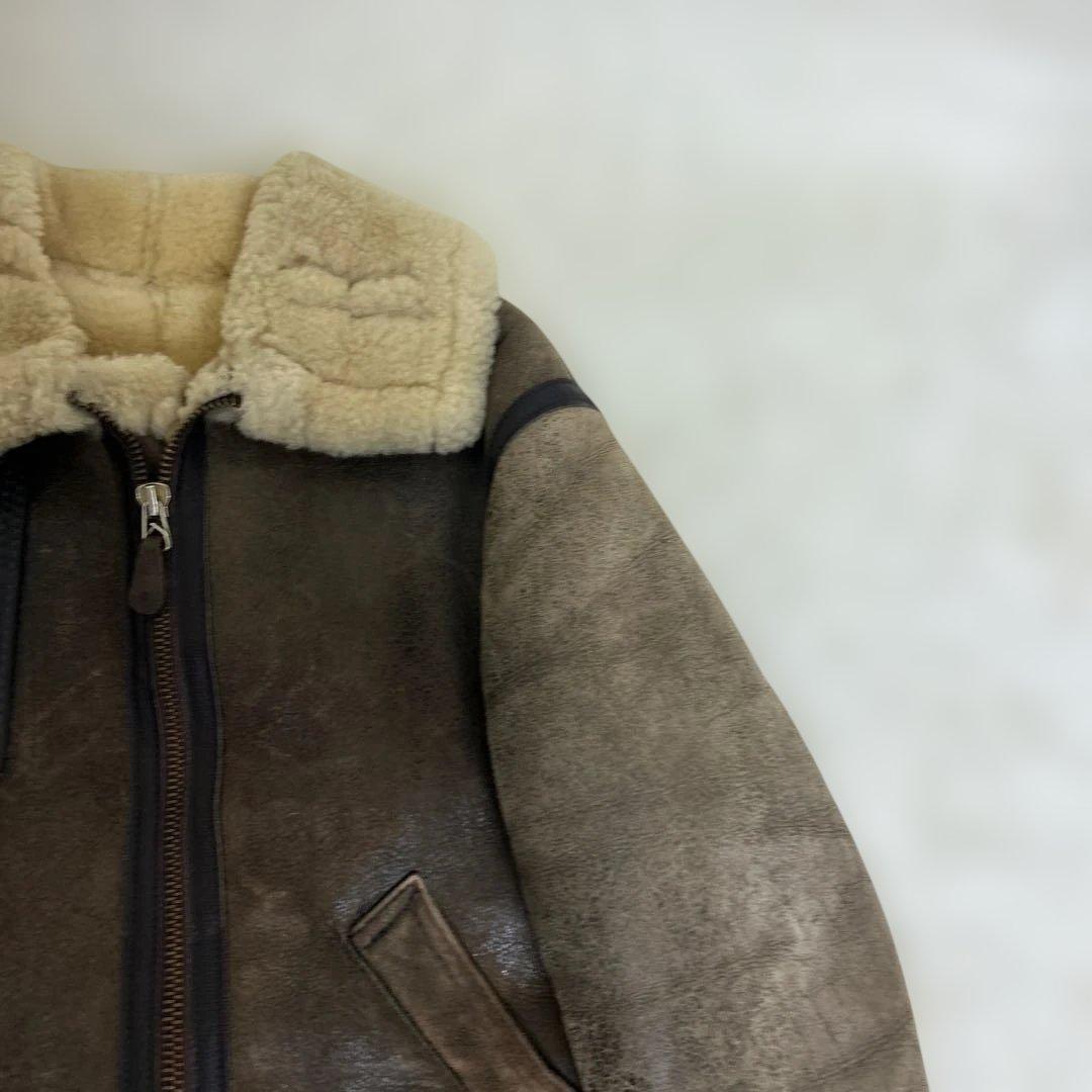 AVIREX B-3 フライトジャケット ムートン ボア 羊革 レザー 茶 34