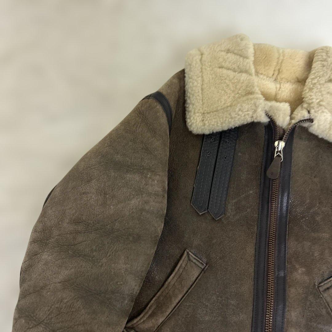 AVIREX B-3 フライトジャケット ムートン ボア 羊革 レザー 茶 34