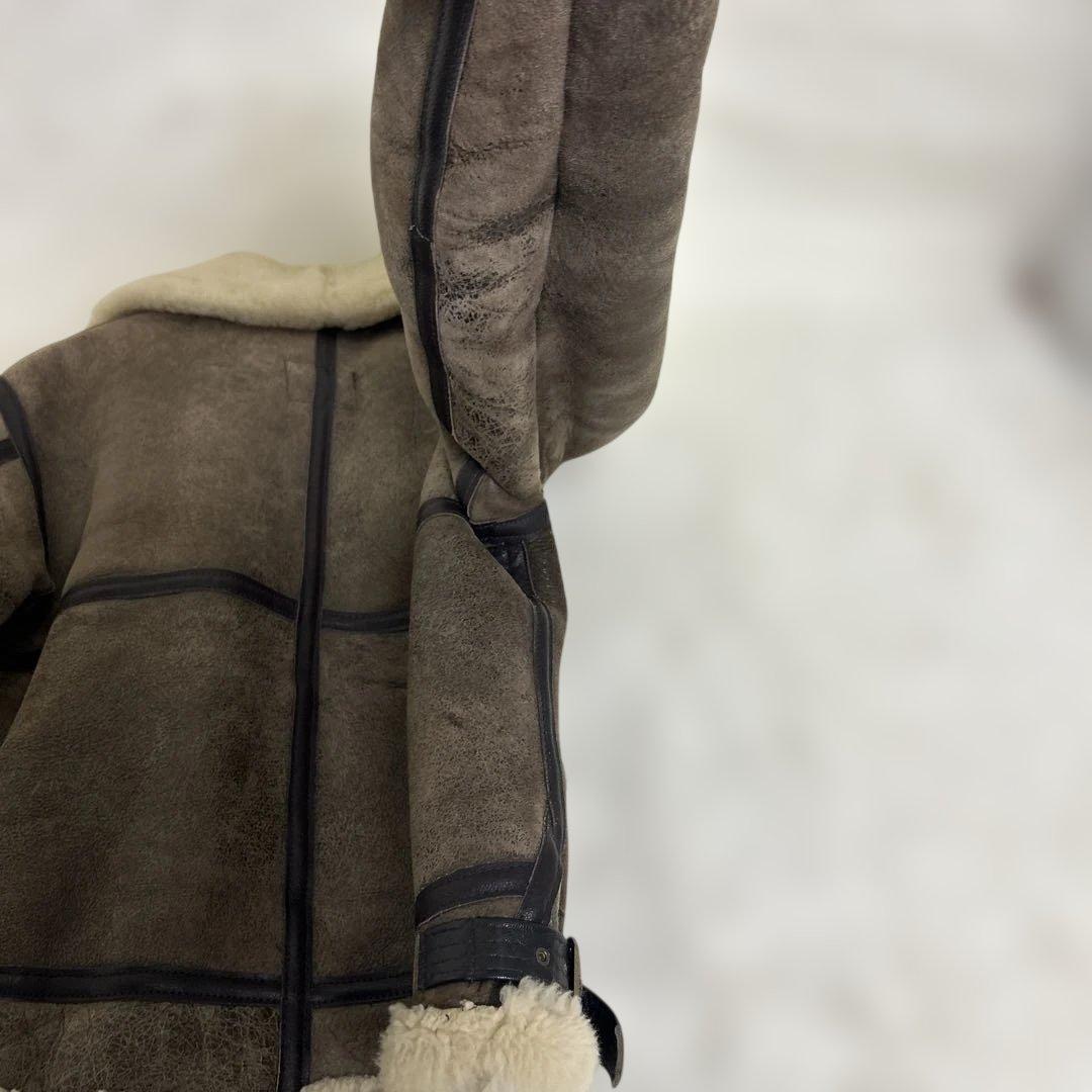 AVIREX B-3 フライトジャケット ムートン ボア 羊革 レザー 茶 34