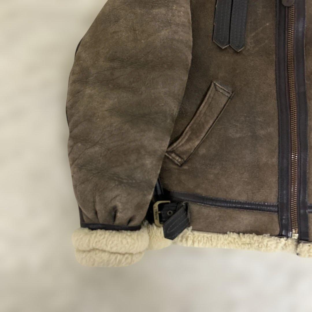 AVIREX B-3 フライトジャケット ムートン ボア 羊革 レザー 茶 34