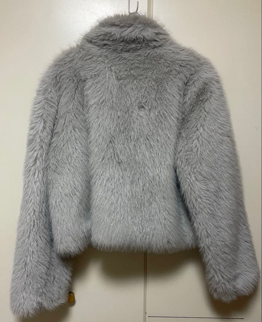 ZARA ザラ フェイクファーショートコート パールグレー M