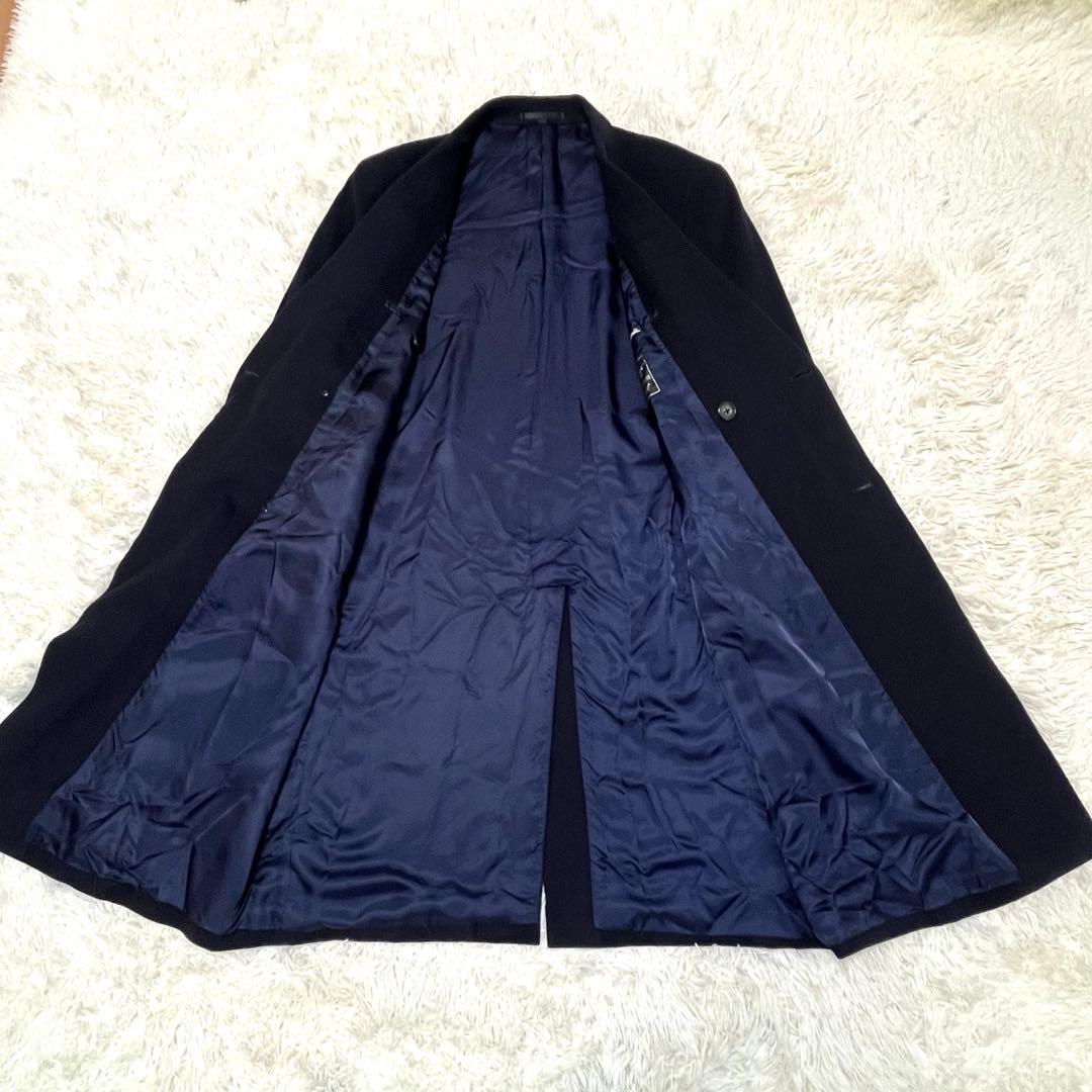 カシミヤ100% ダブルチェスターコート ジェントローレル ダークネイビー　XL