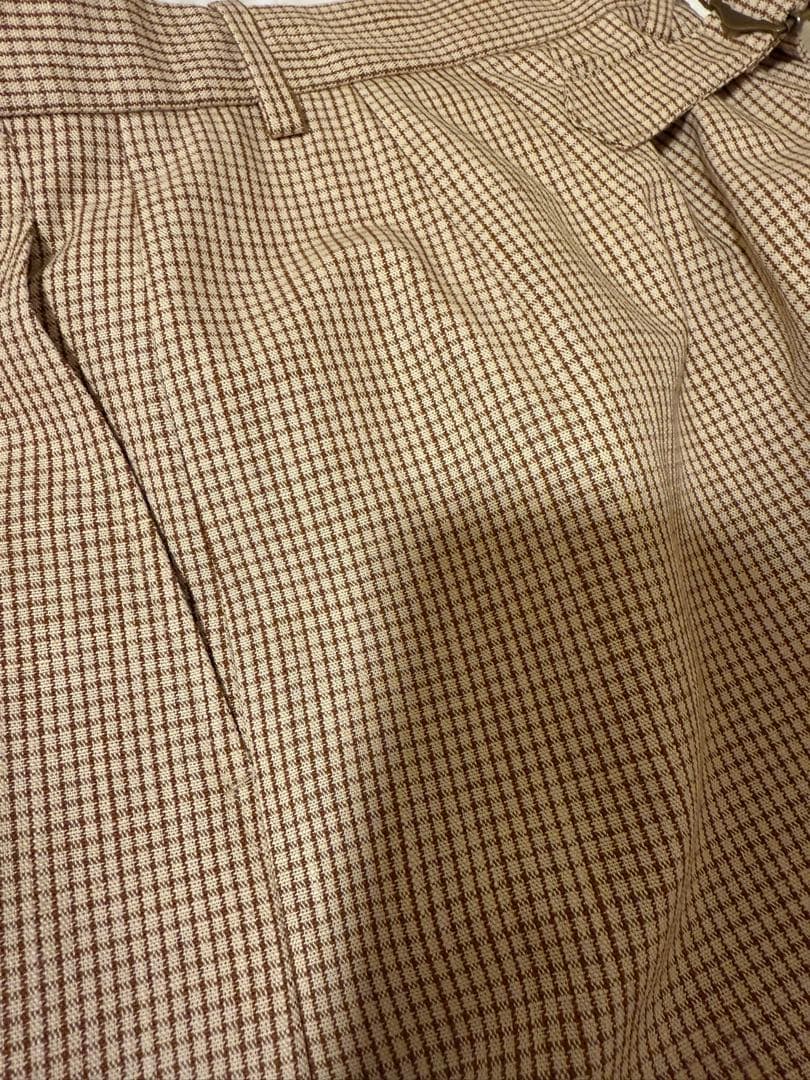 25SS ベージュ チェック柄 ハーフパンツ