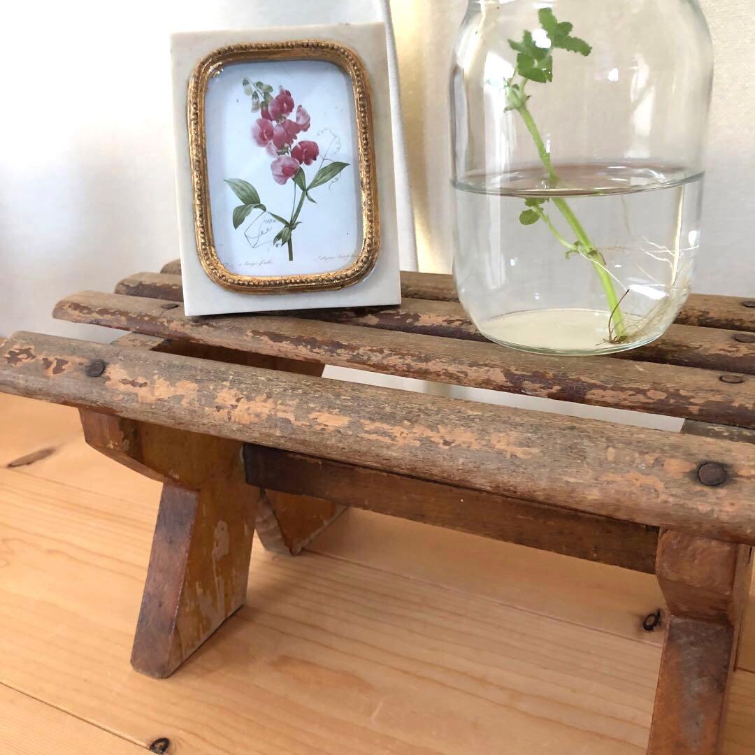 古い小さな踏み台　スツール　アンティーク　フランス　フットレスト　no.161