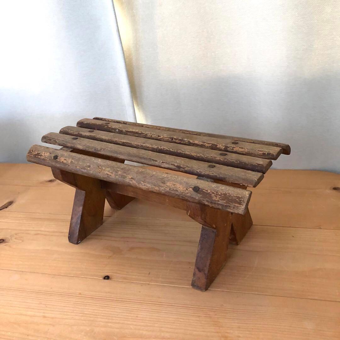 古い小さな踏み台　スツール　アンティーク　フランス　フットレスト　no.161