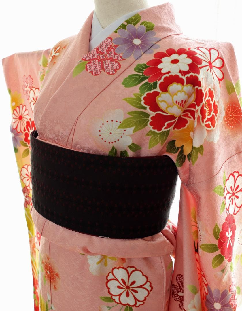 豪華振袖単品　正絹　ピンク　地模様　金　成人式　結婚式　パーティ【２０３６】