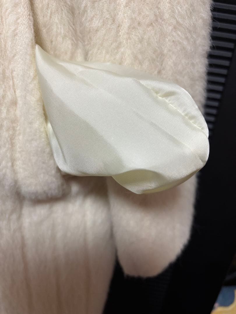 【美品です！】銀座花菱ミンクファー付きオフホワイトアルパカコート　9号