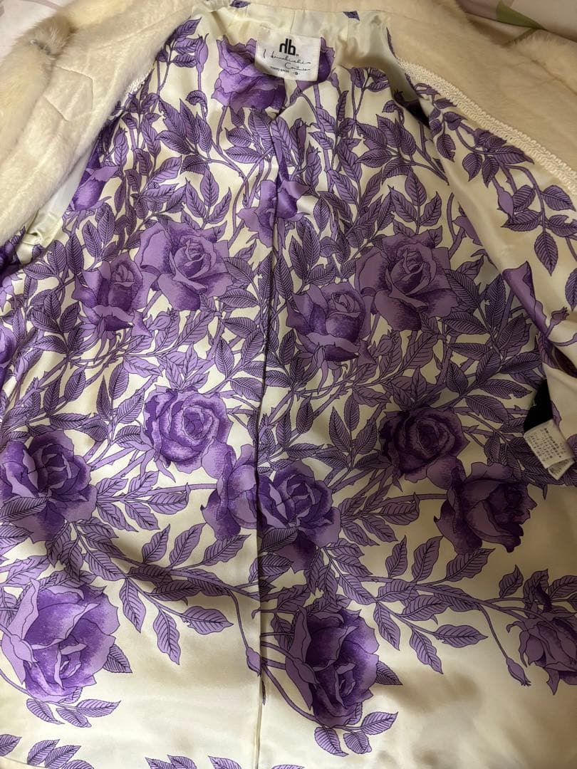 【美品です！】銀座花菱ミンクファー付きオフホワイトアルパカコート　9号