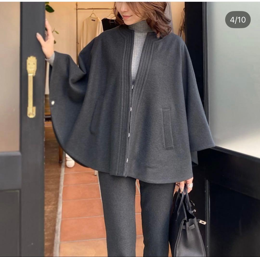 シソラス　チャコールグレー　ケープスタイル アウター