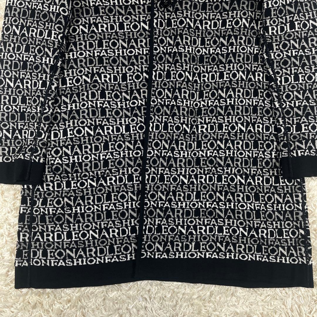 美品 レオナール 裏地ロゴ リバーシブル ニット コート カーディガン 40 L