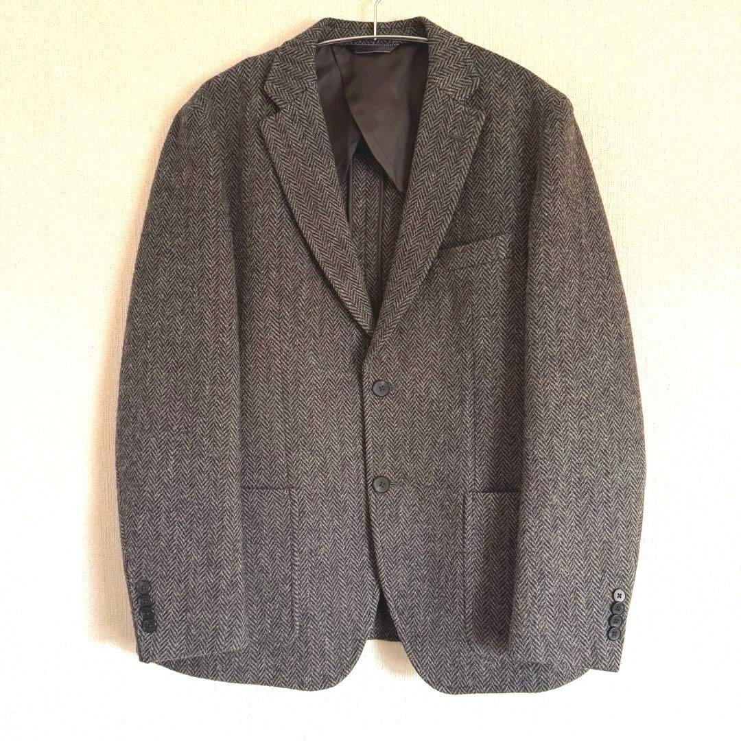 ハリスツイード　ヘリンボーンテーラードジャケット　日本製　Lサイズ