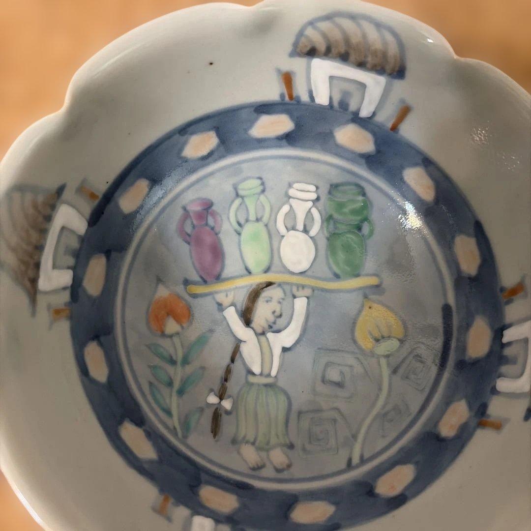 有田焼　佐藤走波　五代　中国シルク文　鉢　深鉢