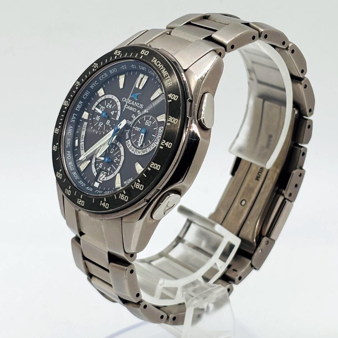 【動作良好】カシオ オシアナス チタニウム 電波時計 ソーラー充電 電波ソーラー
