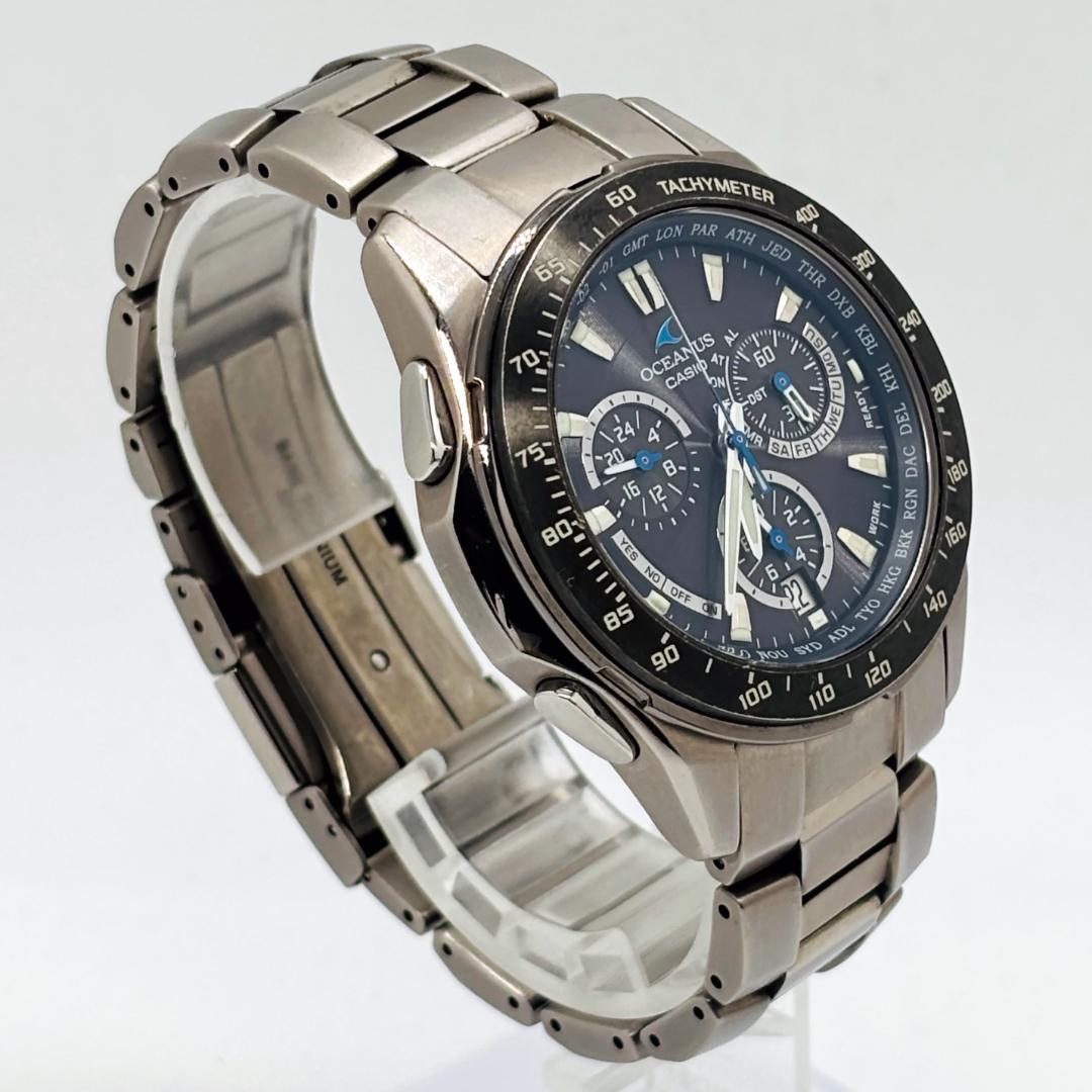 【動作良好】カシオ オシアナス チタニウム 電波時計 ソーラー充電 電波ソーラー