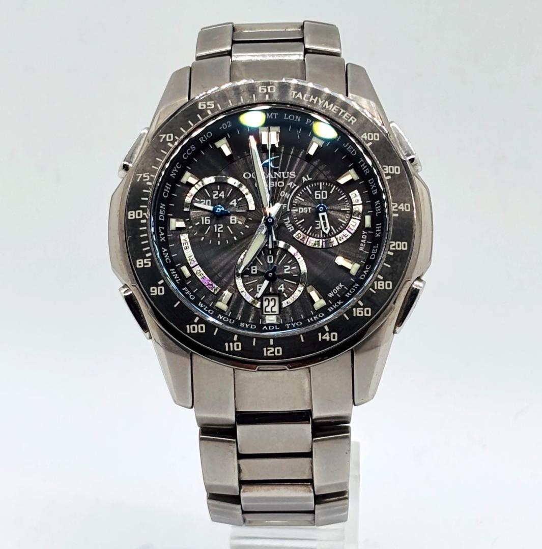 【動作良好】カシオ オシアナス チタニウム 電波時計 ソーラー充電 電波ソーラー