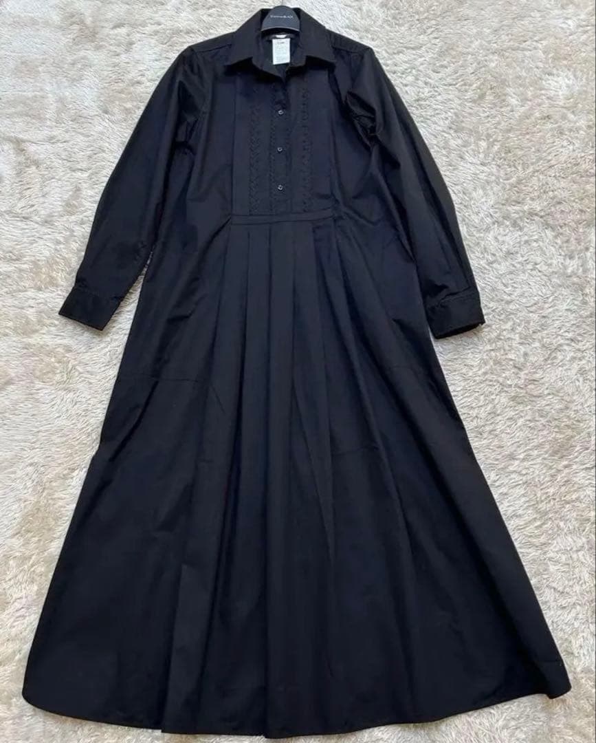 マックスマーラ　ブラック シャツワンピース 長袖 ベルト付き