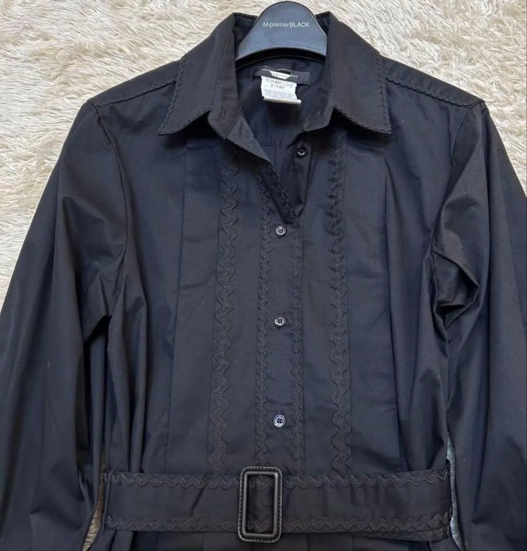 マックスマーラ　ブラック シャツワンピース 長袖 ベルト付き