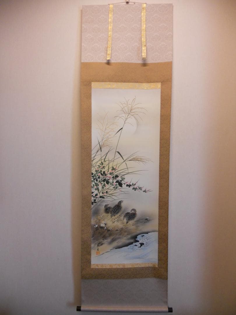 掛け軸 小川香月 名月秋声 絹本 希少 軸装 茶道具 掛軸 美品 です。