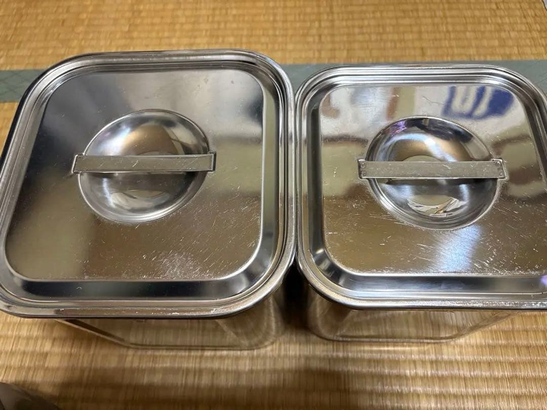 モリブデン深型角キッチンポット　目盛付　19.5cm&18cmセット