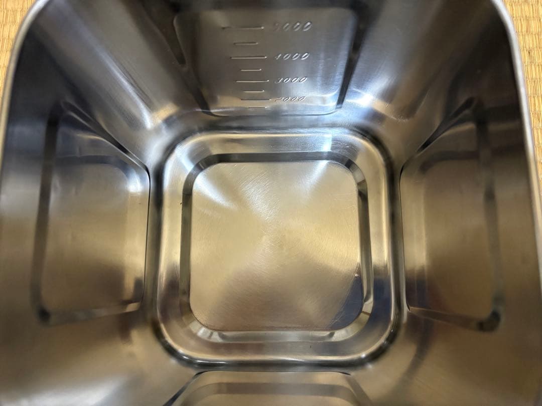 モリブデン深型角キッチンポット　目盛付　19.5cm&18cmセット