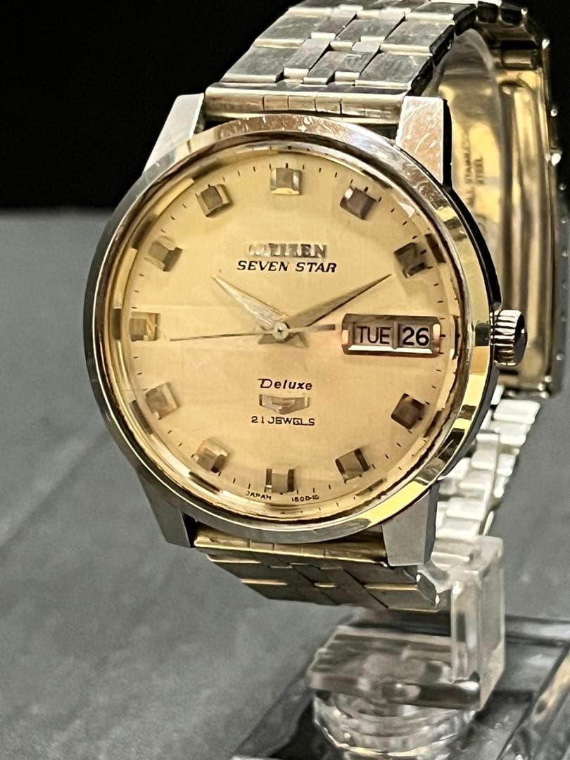 ★美品！シチズン セブンスター 3015-Y自動巻 メンズ腕時計稼働デイデイト