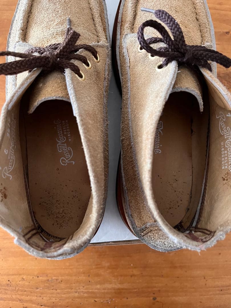 Russell Moccasin ベージュ チャッカ 7E ビブラム 箱付 替紐