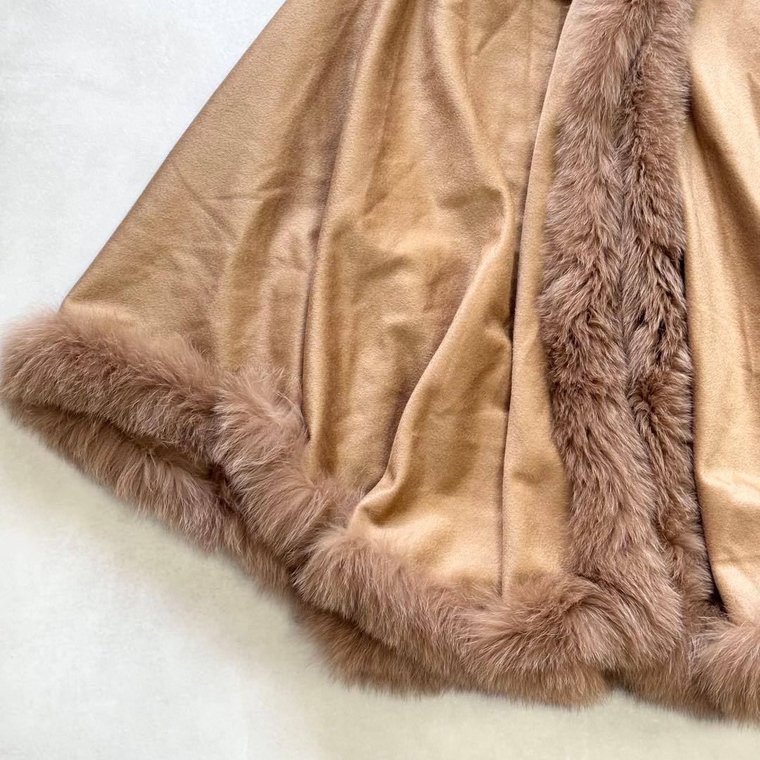 美品✨カシミヤ100%　ポンチョ　フォックスファー　高級　F-wisteria