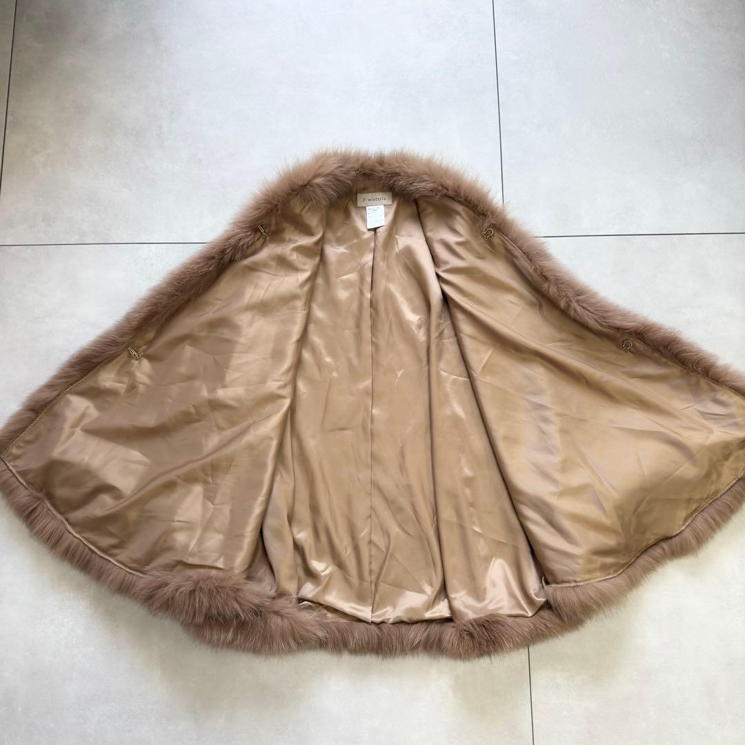 美品✨カシミヤ100%　ポンチョ　フォックスファー　高級　F-wisteria