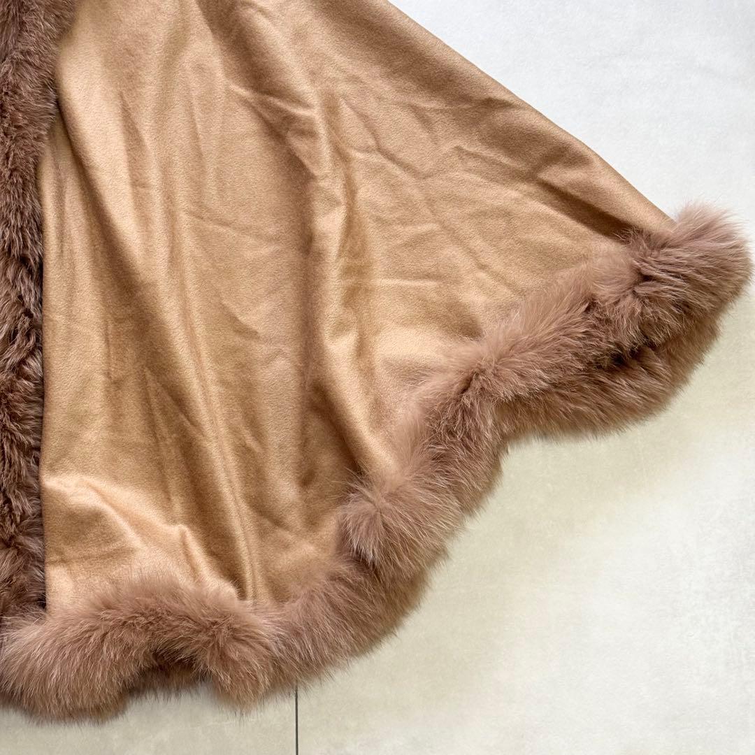 美品✨カシミヤ100%　ポンチョ　フォックスファー　高級　F-wisteria