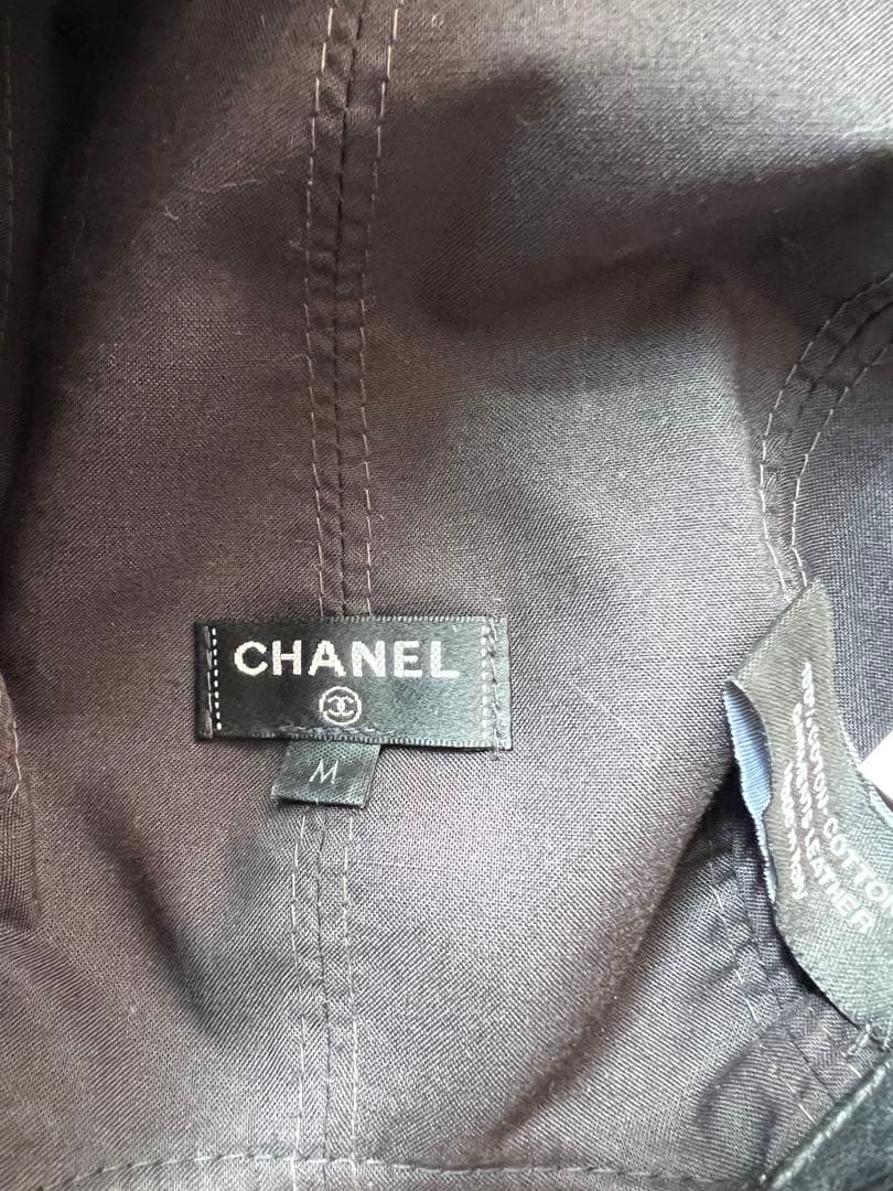 CHANEL 黒 タオル生地 キャップ M