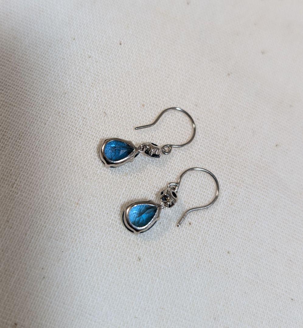 ブルートパーズ　プラチナ　天然石　ピアス