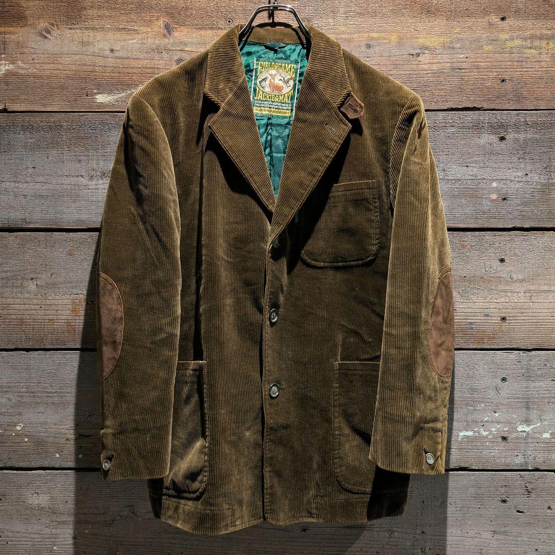 90s　コーデュロイ　テーラードジャケット　エルボーパッチ　スエード　ブラウン