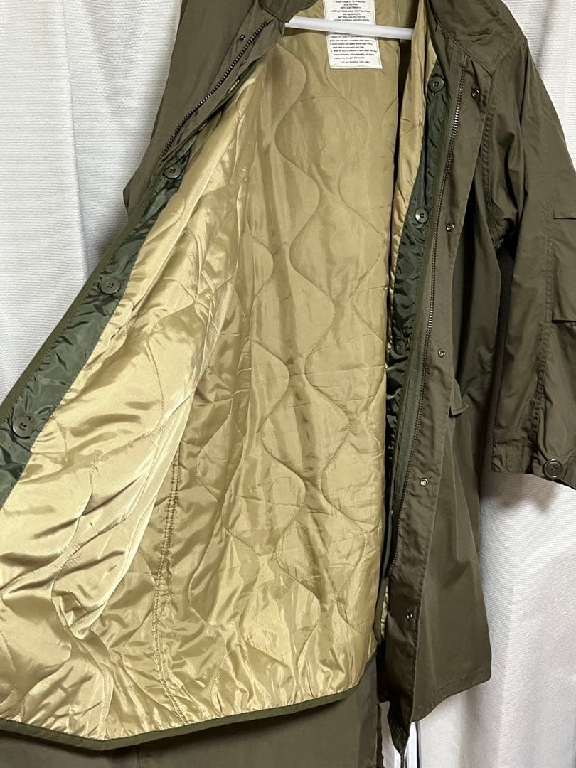 美品！ミニタリーロングコート フード&裏地付き ユニセックス　モッズコート