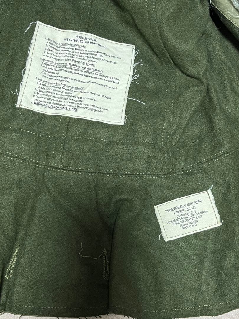 美品！ミニタリーロングコート フード&裏地付き ユニセックス　モッズコート