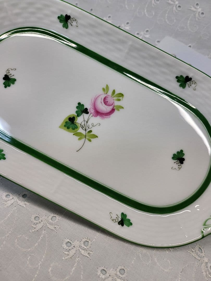 未使用✨ヘレンド ウィーンの薔薇 サービストレイ オーバル プレート 取っ手