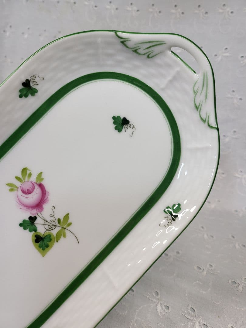 未使用✨ヘレンド ウィーンの薔薇 サービストレイ オーバル プレート 取っ手